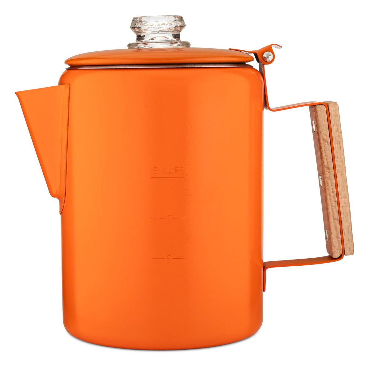 Percolator Coffee Pot 9 Cup Stovetop Camping Coffee Maker Stainless Steel Orange
