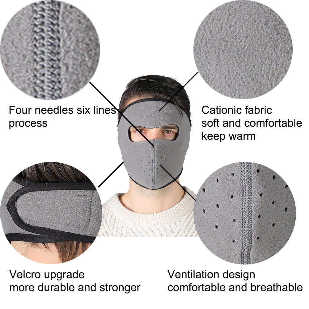 Winter Fleece Motorcycle Face Mask - Breathable Windproof Ski Mask for Cold Weather