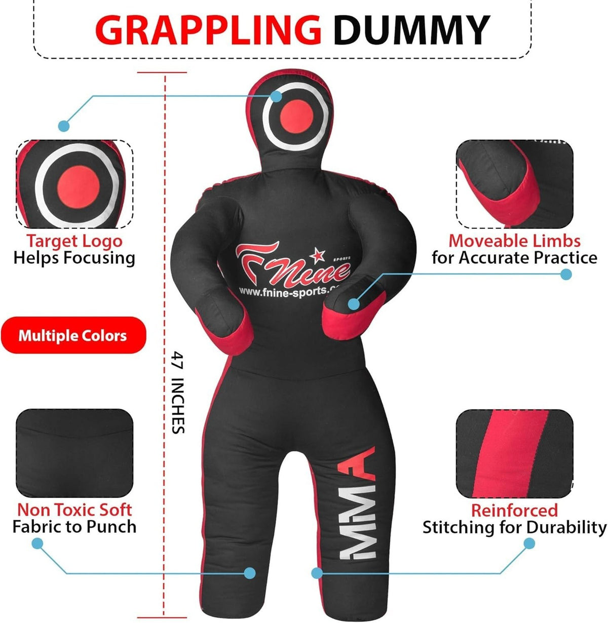 Unfilled MMA Grappling Dummy 47 Inches for Judo Wrestling & BJJ Training