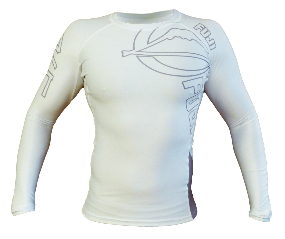 Long Sleeve MMA Rashguard for BJJ Jiu Jitsu Training - White