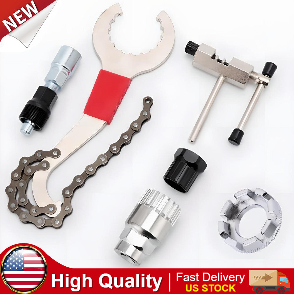 6-Piece Bicycle Repair Tool Set with Chain Breaker & Crank Extractor