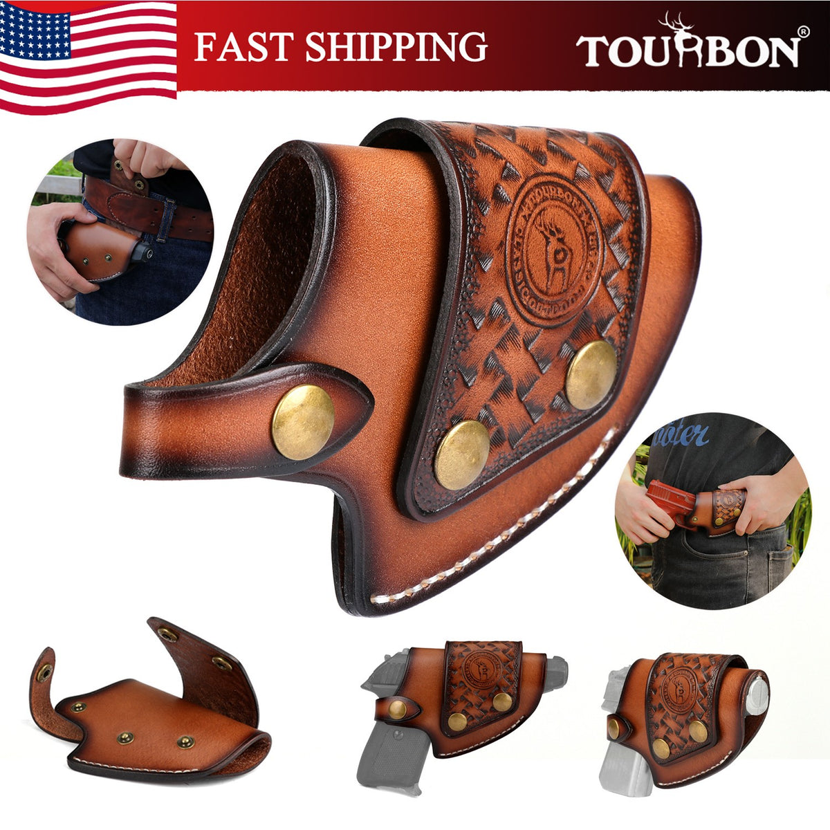 Cross Draw Gun Holster Belt for RUGER LCP II & SIG SAUER P365 - Leather Concealed Carry