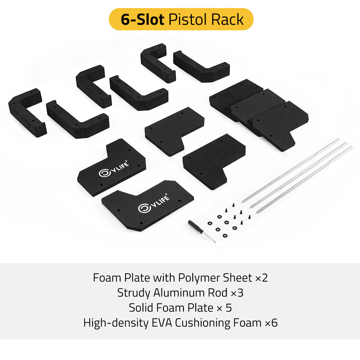 6 Slots Foam Pistol Rack Gun Holder Stand for Safe Storage and Organization