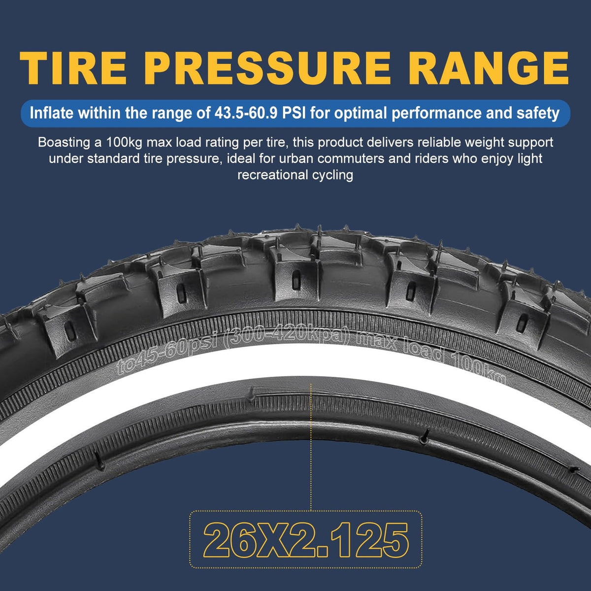 26x2.125 Bike Tire Set - Anti-Stab Reflective Mountain & City Tires