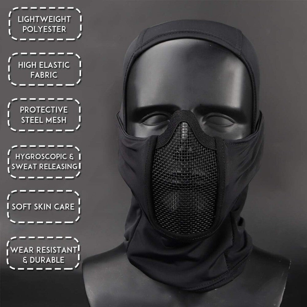 Tactical Balaclava with Steel Mesh Face Mask for Airsoft and Outdoor Sports