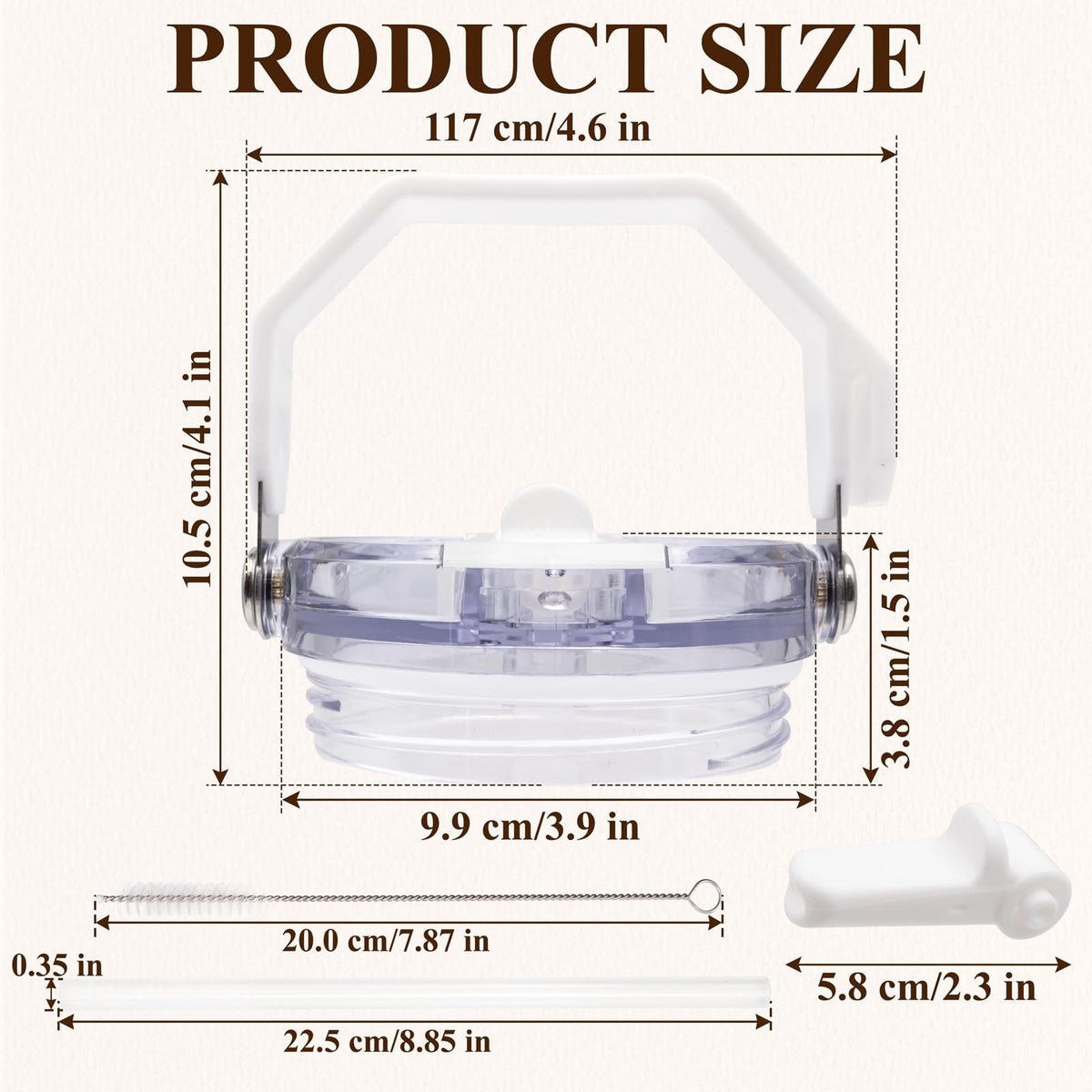 Leakproof Flip Straw Lid with Handle for 40oz Stanley Quencher White