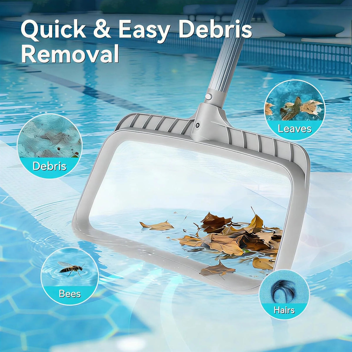 Heavy-Duty Pool Skimmer Net with Fine Mesh Deep Bag - No Pole