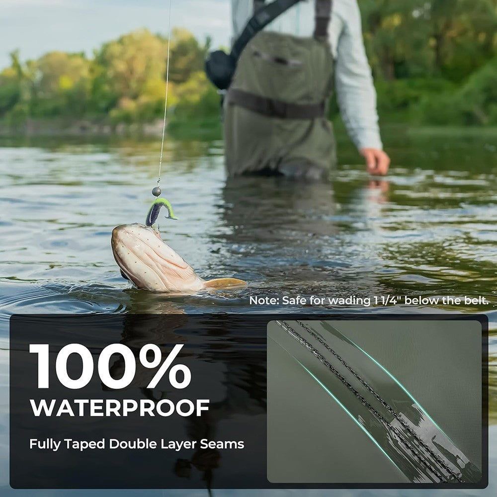 Waterproof Nylon Chest Waders for Fishing and Hunting with Cleated Sole
