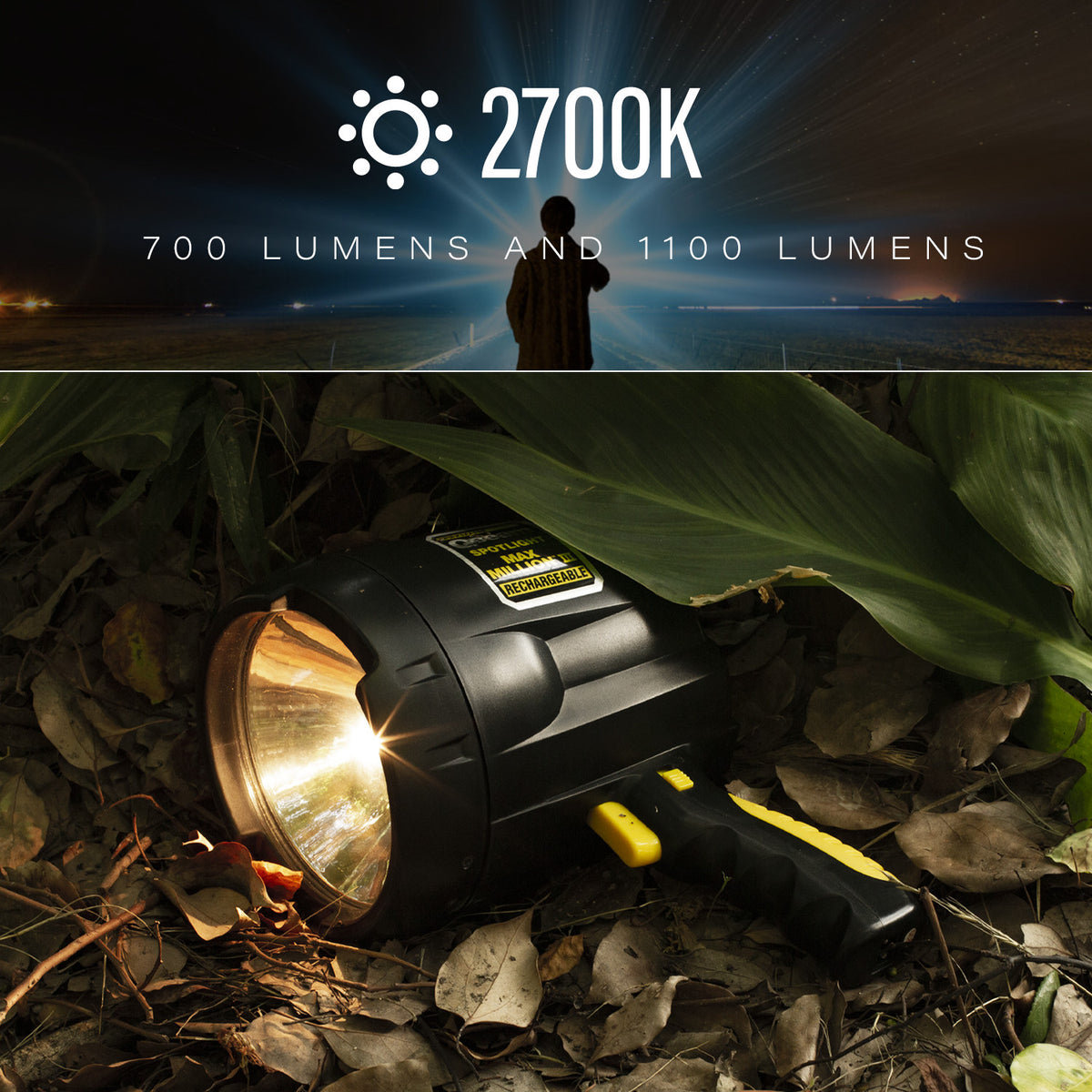 Rechargeable Spotlight 1100 Lumens Offroad Camping Emergency Light