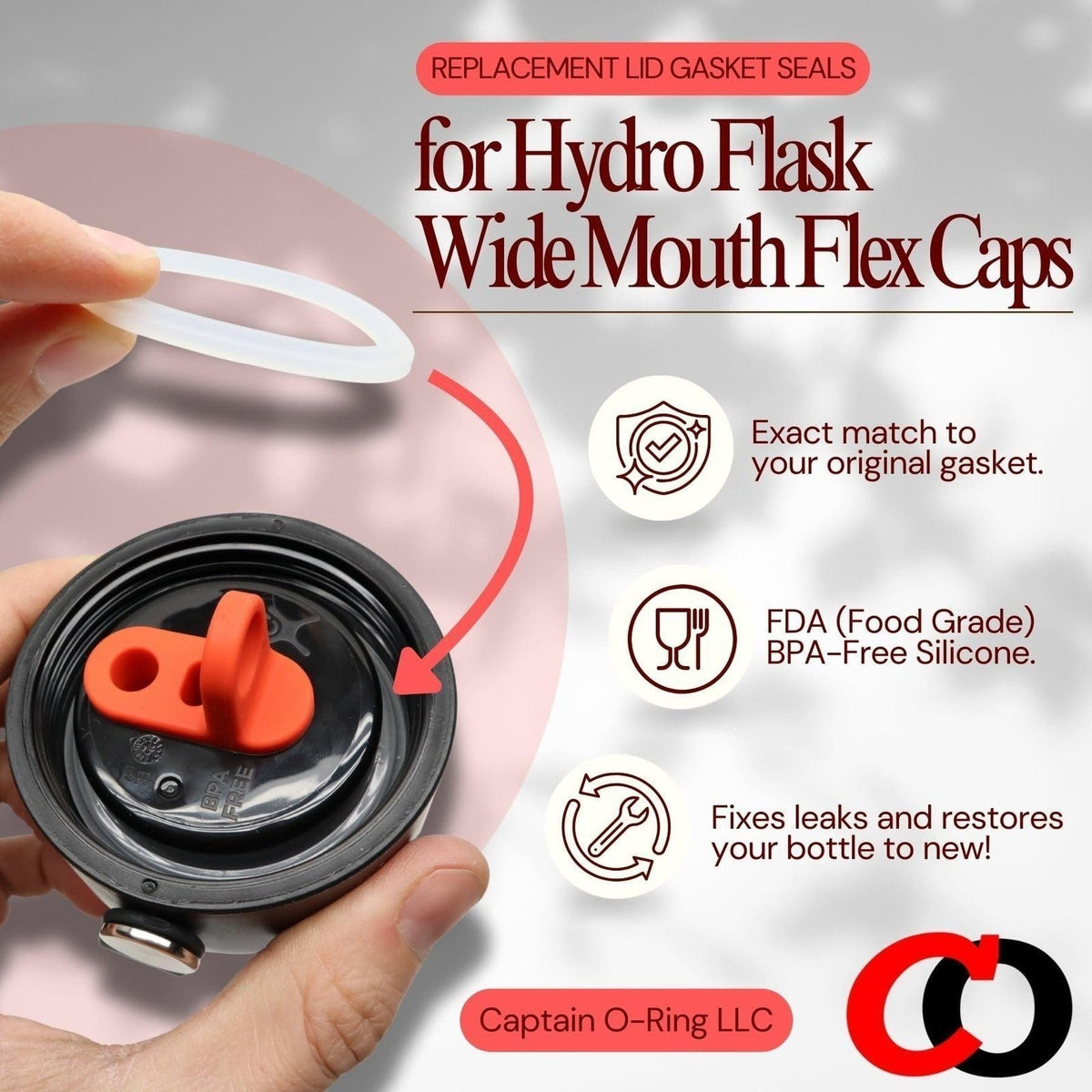 Replacement Gasket Seal for Hydro Flask Wide Mouth Caps - 5 Pack