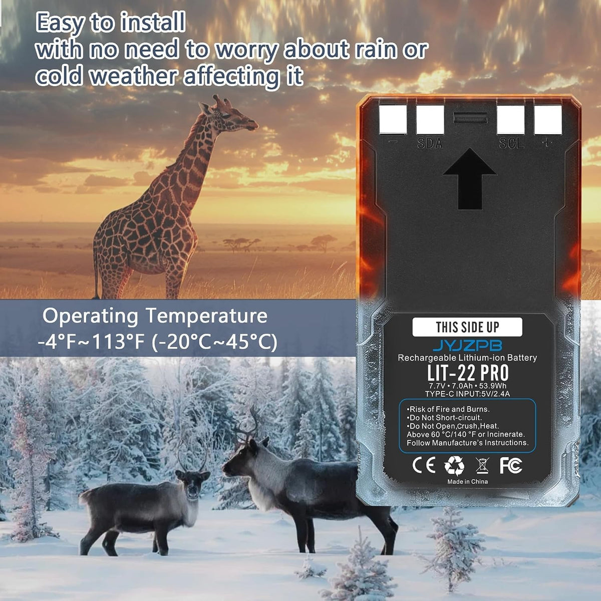4 Pack 7000mAh Lithium-Ion Battery & USB-C Charger Station for Trail Cameras