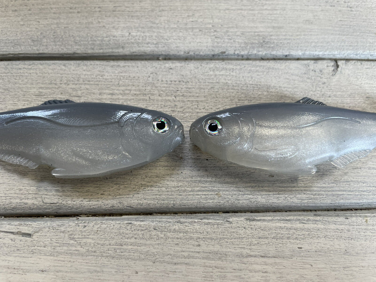 4-Inch Weedless Shad Swimbaits - Ghost Color, Lot of 2 Fishing Lures