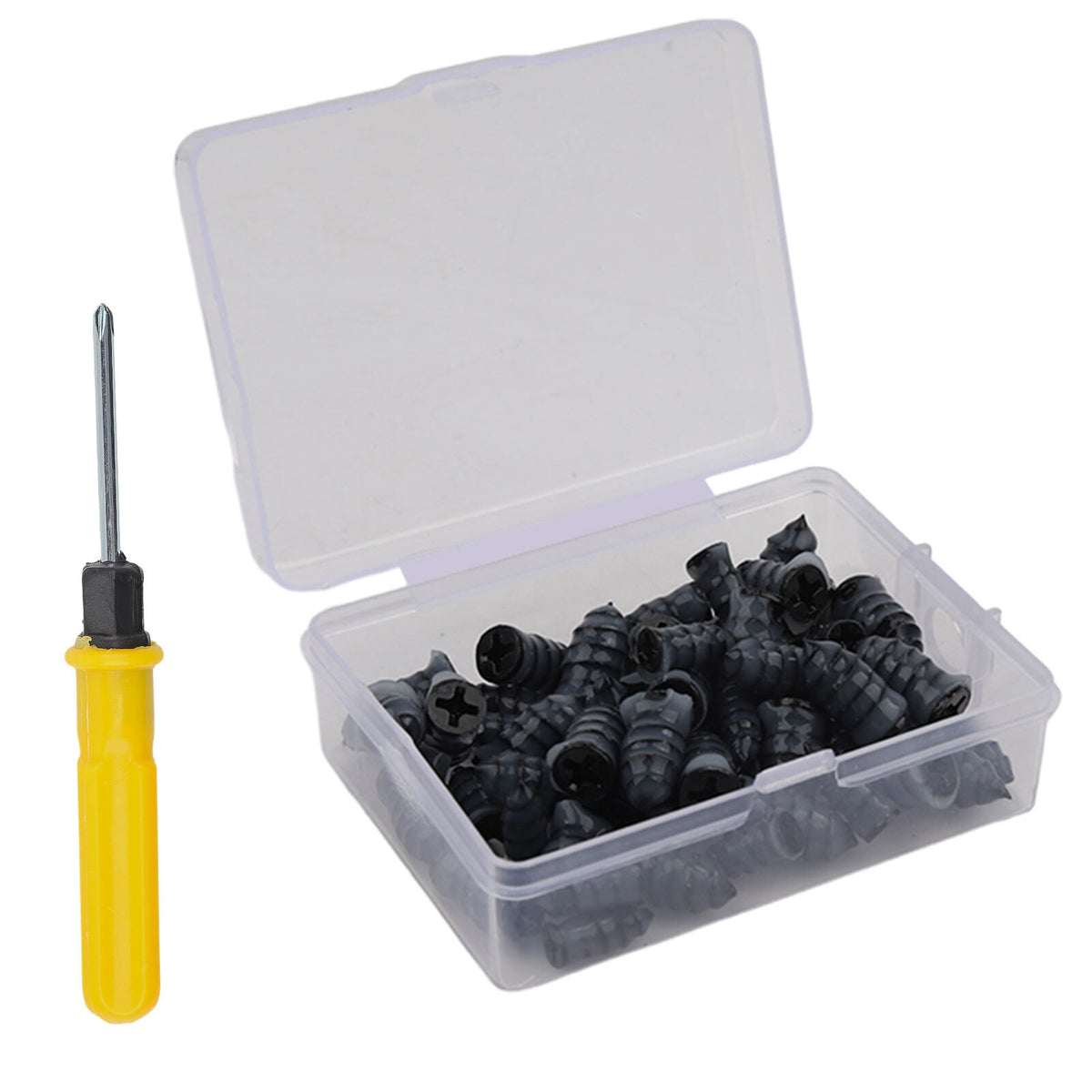 60PCS Tire Repair Kit with Self-Injecting Rubber Plugs and Screwdriver