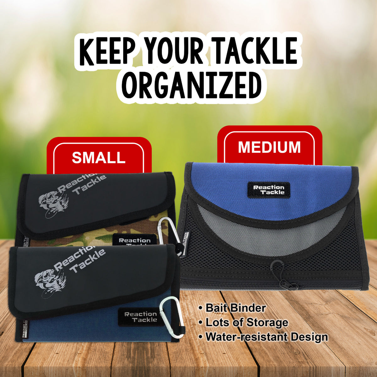 Fishing Tackle Organizer Soft Storage Bag with Plastic Worm Sleeves - Multiple Sizes