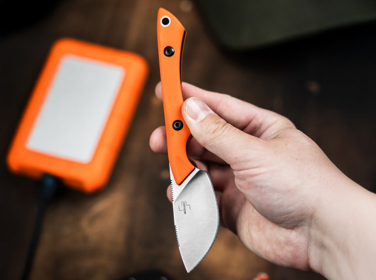 Orange Fixed Blade Hunting Knife 2.36 Inch Stainless Steel Outdoor Knife