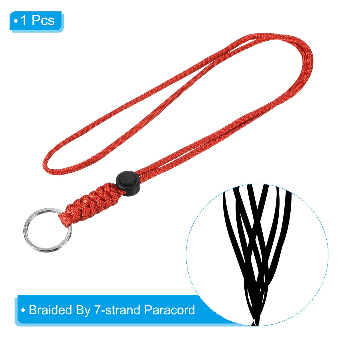 18-Inch Paracord Lanyard with Keyring Badge Holder Red
