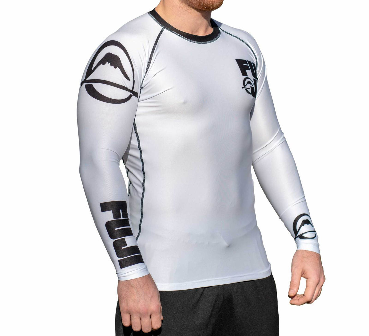 Long Sleeve Rash Guard for MMA BJJ Jiu Jitsu - White