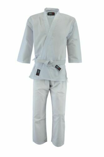 Poly Cotton Karate Uniform Set with Belt for Men Women Kids - White Gi
