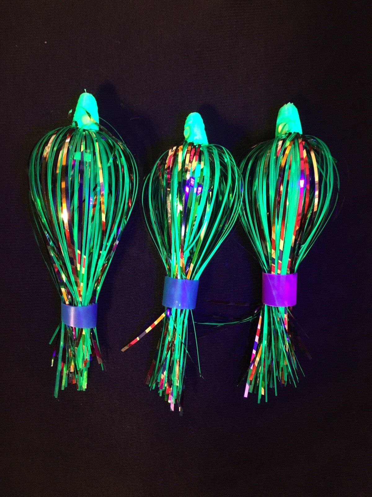 Salmon Trolling Flies Set of 5 - Green Dragon Series Unrigged Fishing Lures