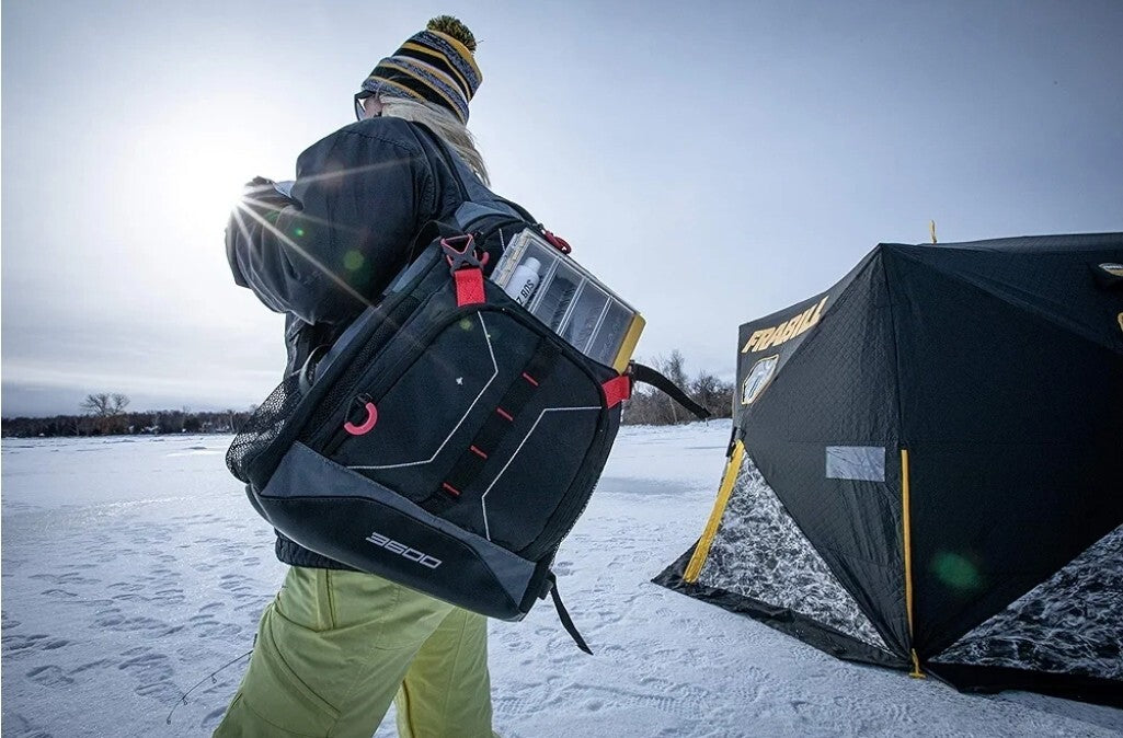 Water-Resistant Fishing Backpack Tackle Box with Pockets - Black