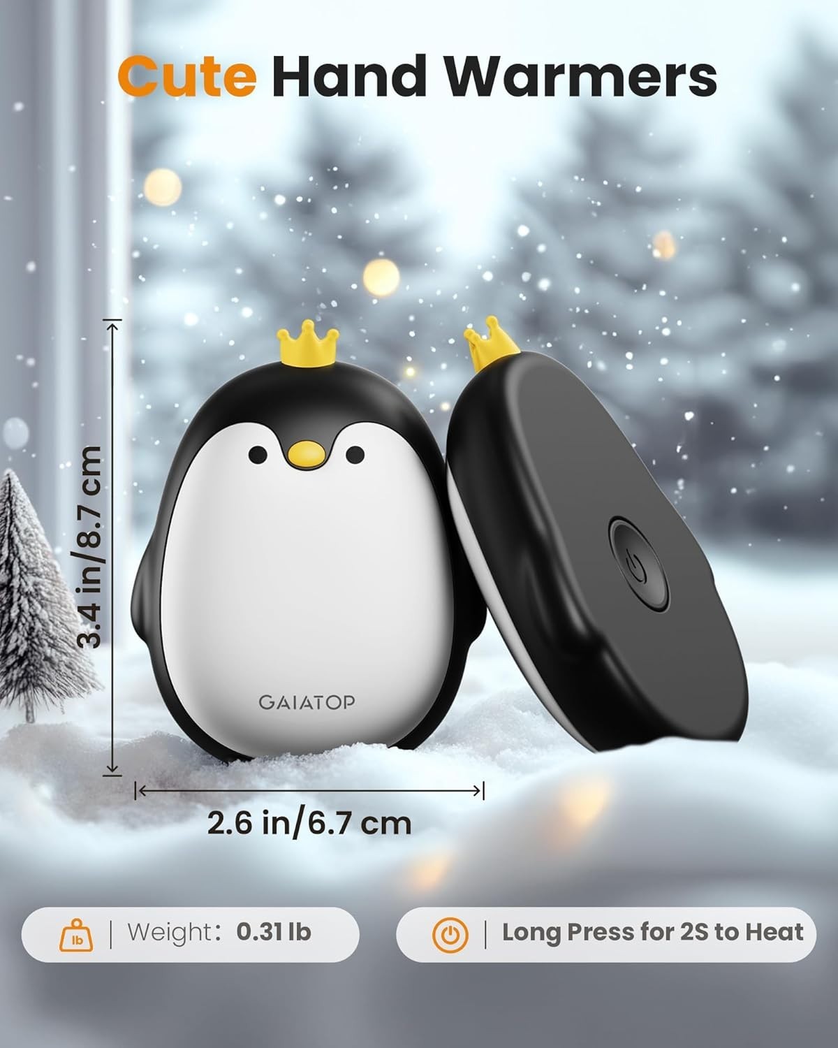 Portable Magnetic Hand Warmers Set - Fast Heating Penguin Design for Outdoors
