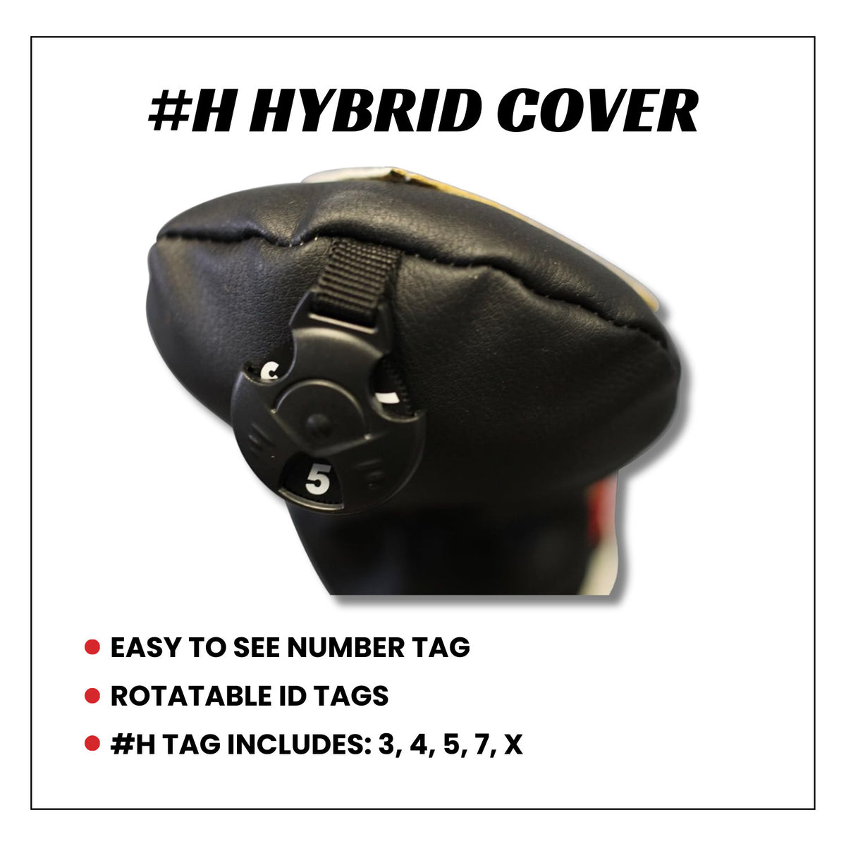 Golf Headcover Set for 3, 4, 5, 6, 7 & X Hybrid & Fairway Wood - Leather Style