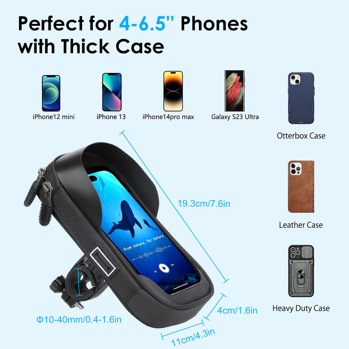360 Degree Rotation Bike Phone Mount Case Waterproof Handlebar Holder Bag