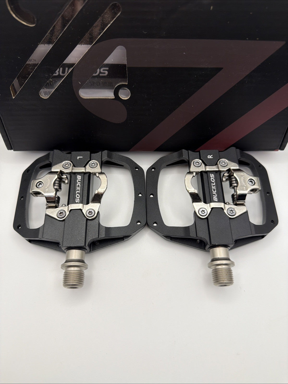 Mountain Bike Clipless Pedals Aluminum Set Black for MTB