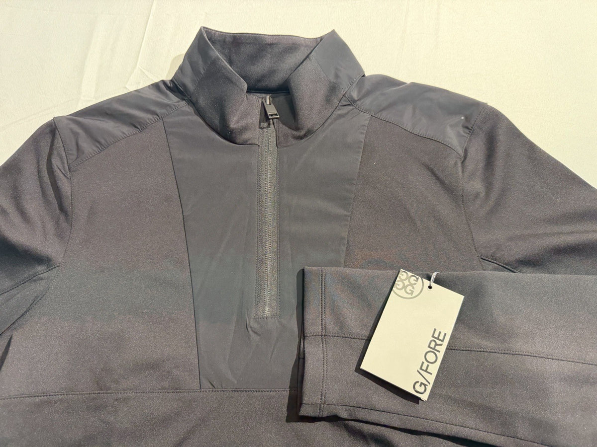 Men's Brushed Quarter Zip Golf Jacket - Onyx Black, Size Small