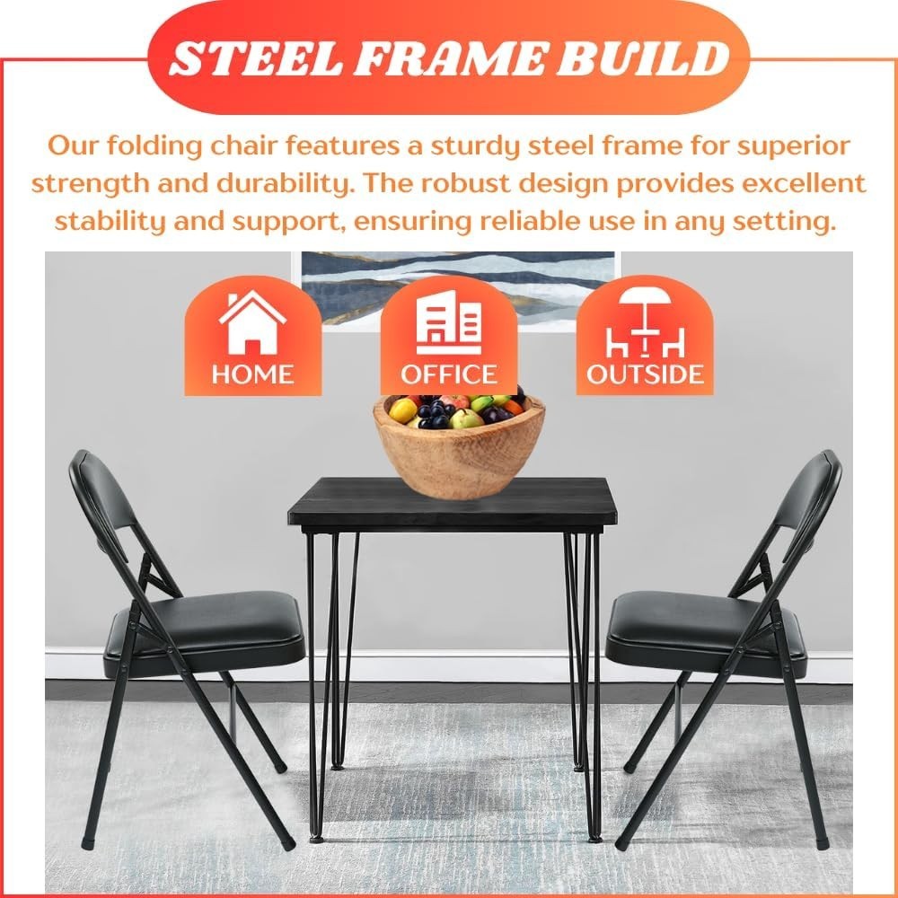 Padded Folding Chairs with Cushions - Metal Frame for Events & Parties