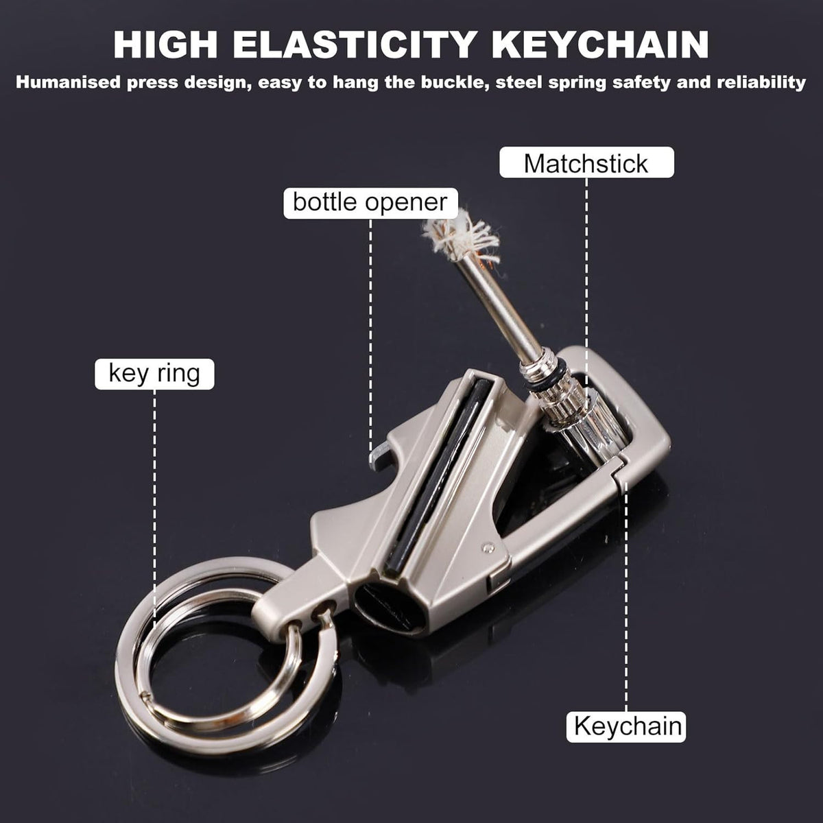 Permanent Match Infinity Lighter Keychain Multitool with Bottle Opener for Men