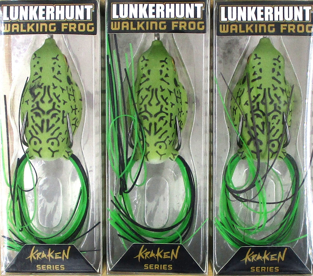 Lunkerhunt Hollow Body Topwater Walking Frog Lures - 2 Inch, 3/8 Oz, Pack of 3