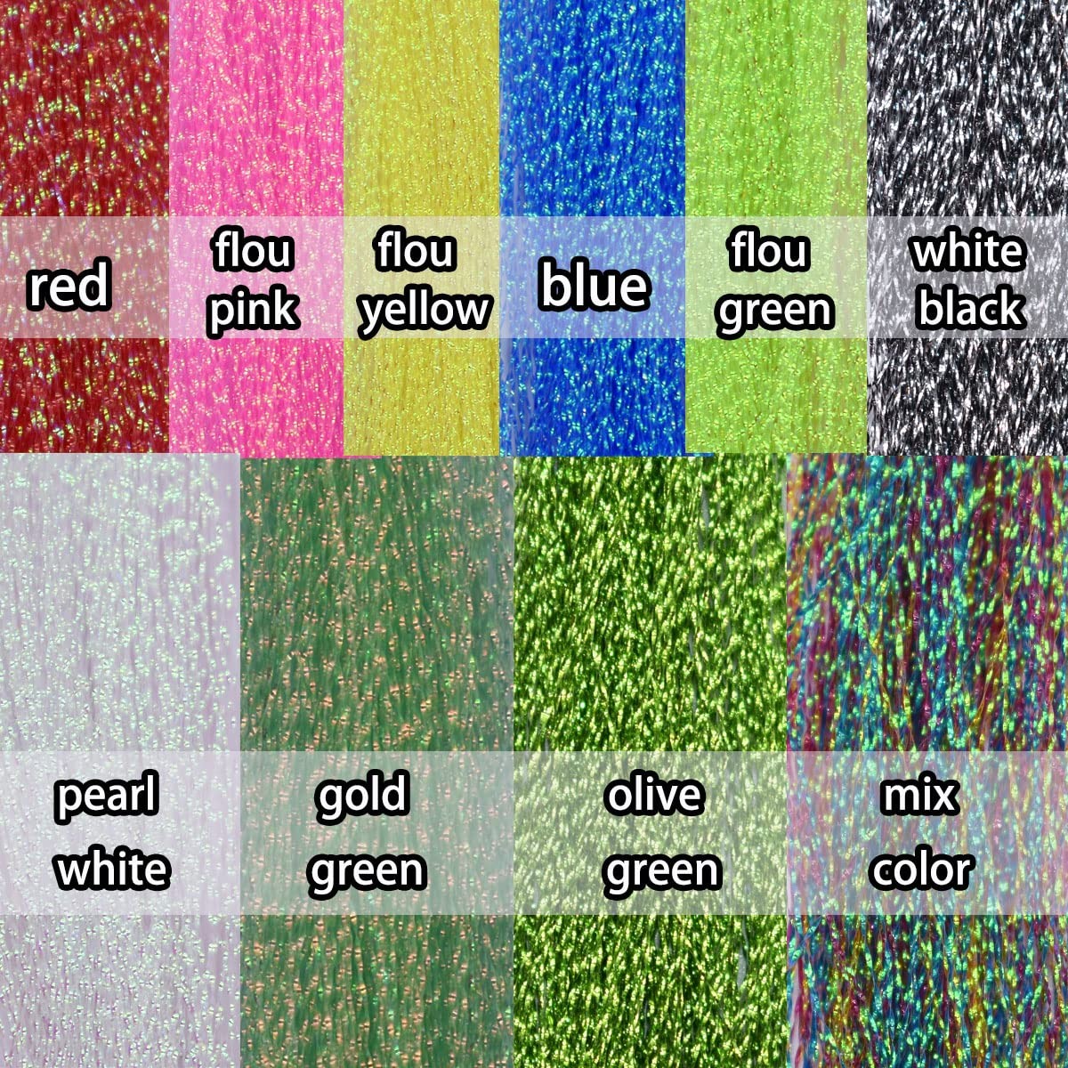 10 Pack Crystal Flash Line for Fly Tying Fishing Lures