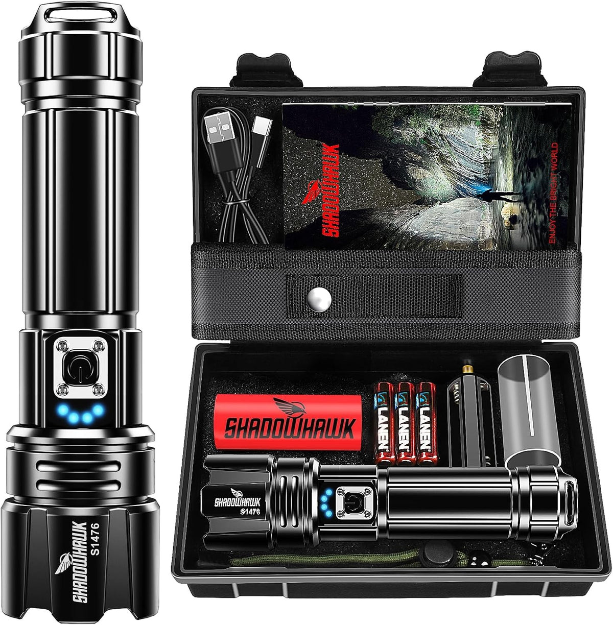Rechargeable 10000 Lumens LED Flashlight 30W with Long Beam & Focus