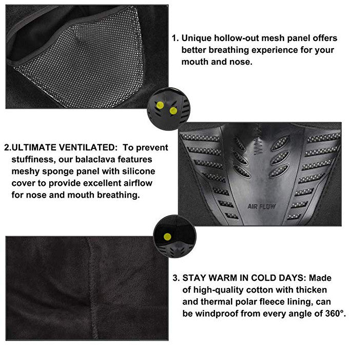 Windproof Fleece Neck Warmer Mask for Ski Snowboard Cold Weather