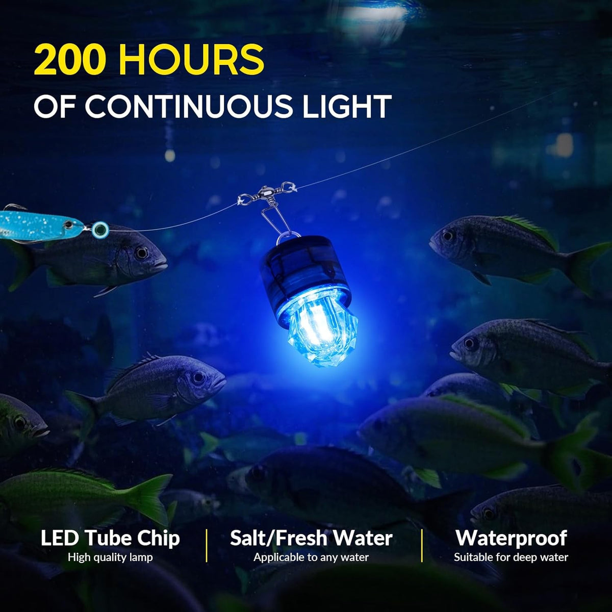 6PCS LED Deep Drop Underwater Fish Lures Water-Activated Flashing Lights