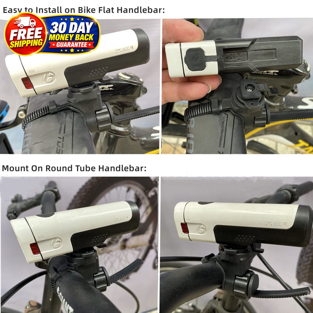 Bike Light Mount Compatible with Trek Bontrager Ion Pro RT - Adjustable Handlebar Strap