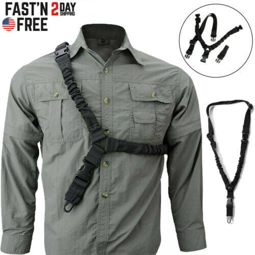Single Point Tactical Gun Sling Strap Bungee Rifle with Quick Release