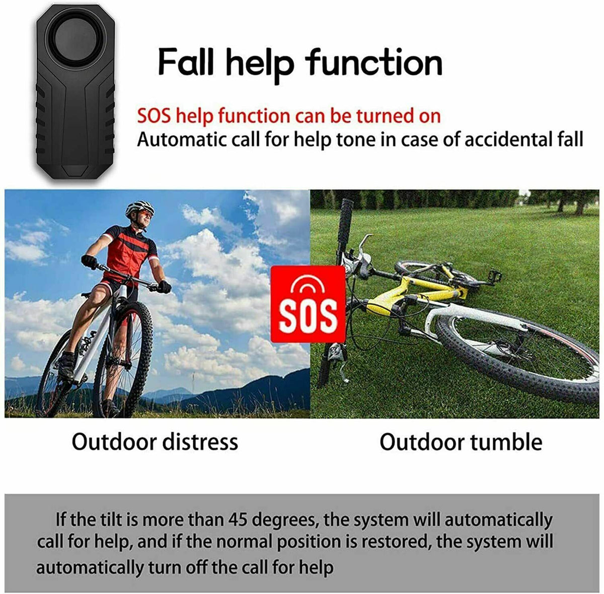 Wireless Bike Alarm with 113dB Loud Siren, Vibration Sensor & Remote Control