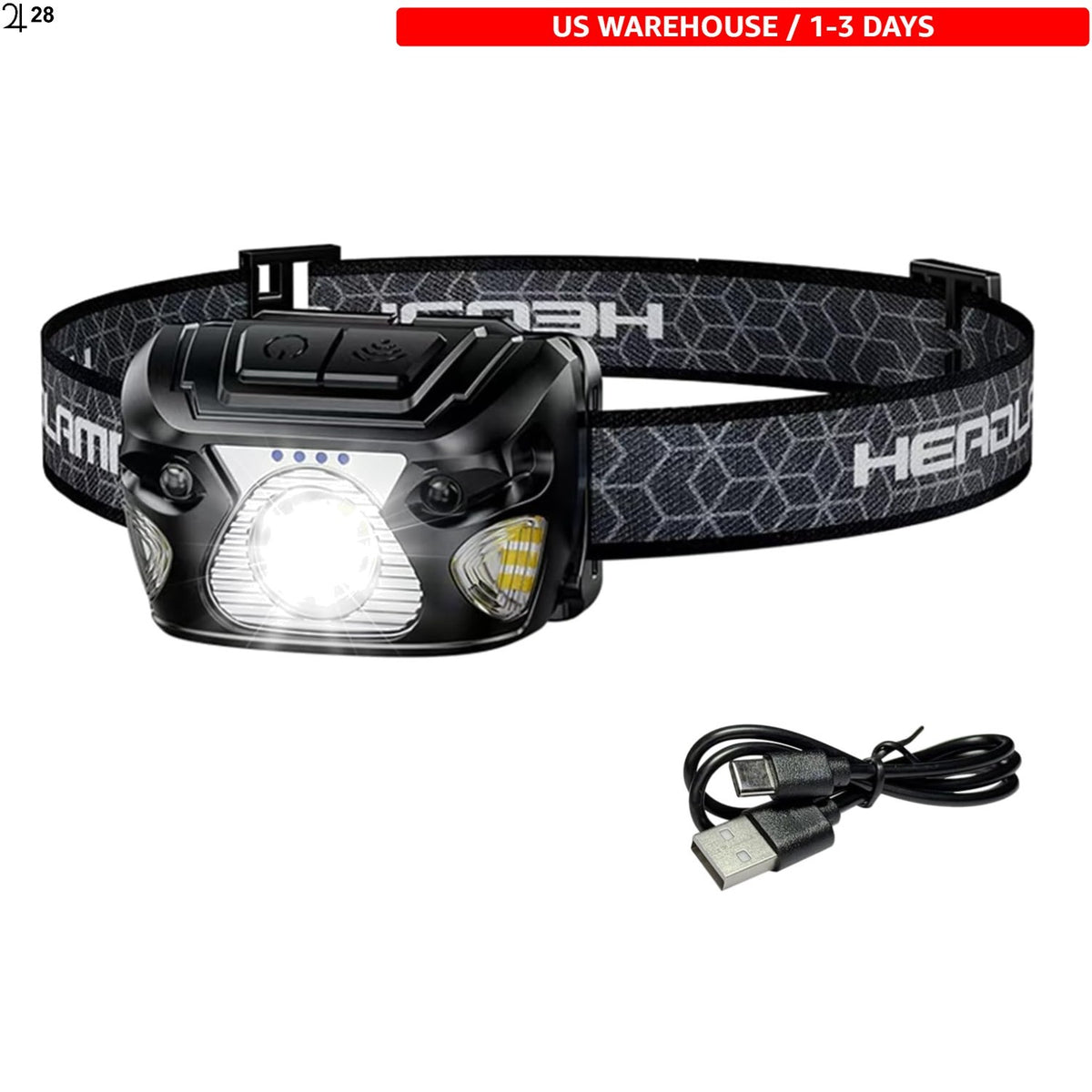 Rechargeable Outdoor Headlamp 1000 Lumens Waterproof Light with 12H Runtime