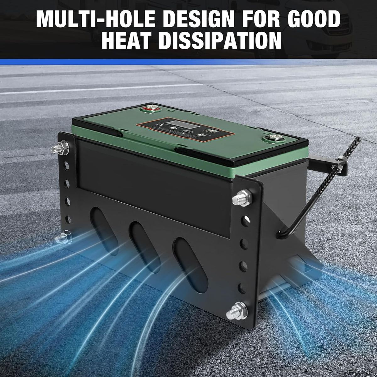 Heavy-Duty Steel Battery Mounting Bracket Kit for Marine, Car, RV, Truck