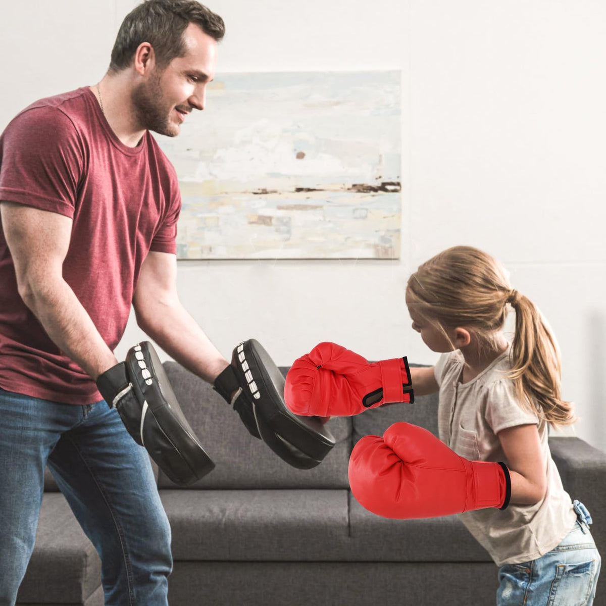 Boxing Gloves for Beginners - 2 Pairs Training Sparring Punch Mitts