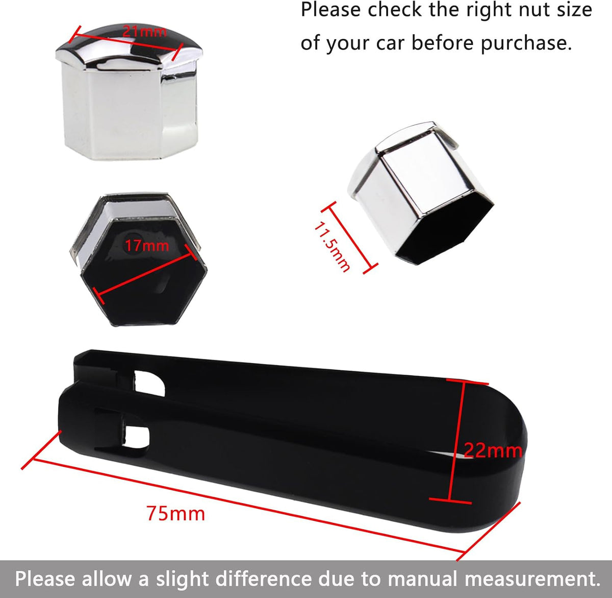 20 Pcs Silver Wheel Lug Nut Covers 17mm Anti-Rust Car Tire Bolt Caps
