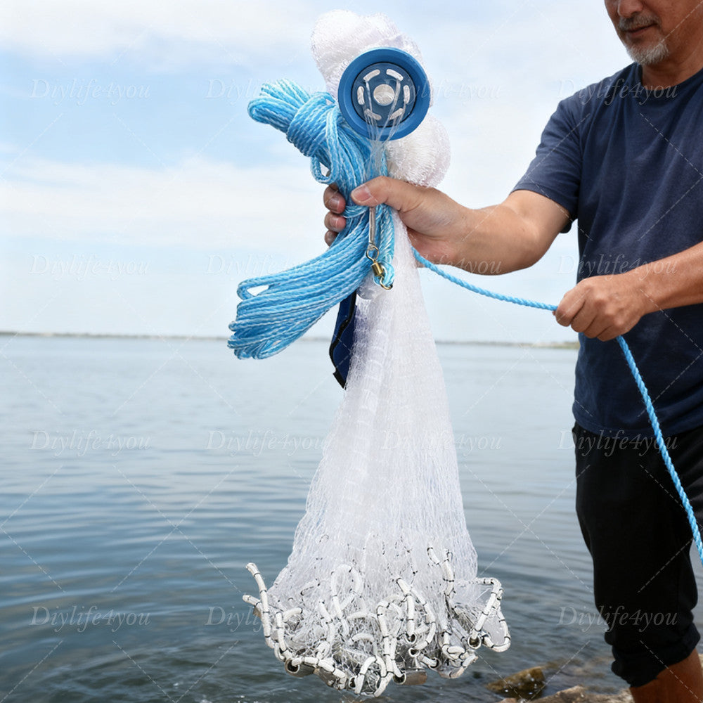 Heavy Duty Fishing Cast Net - Strong Nylon Bait Trap for Sea Lake Pond & River Fishing