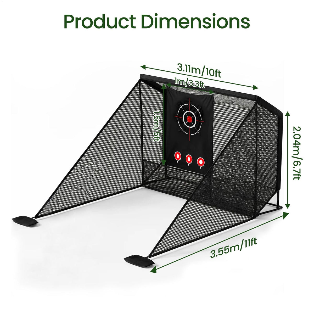 Heavy Duty 10x11ft Golf Practice Net with Target Cloth for Backyard & Indoor Use