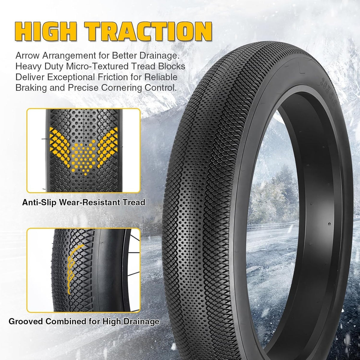 26x4.0 Fat Bike Tires - Heavy Duty E-Bike Replacement Set - Black