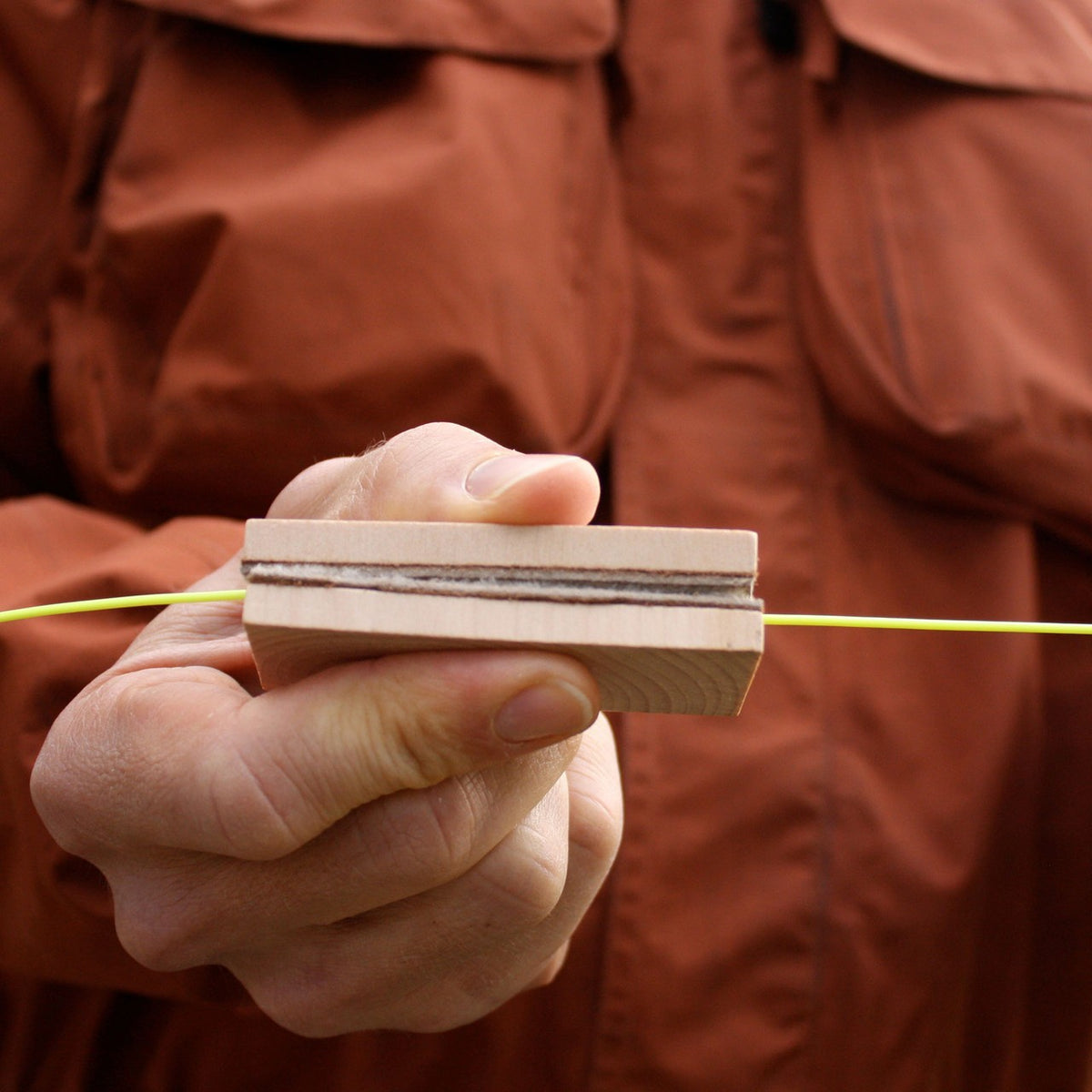Fly Line Cleaning Tool with Sheepskin and Hardwood Handle - Fly Fishing Accessory