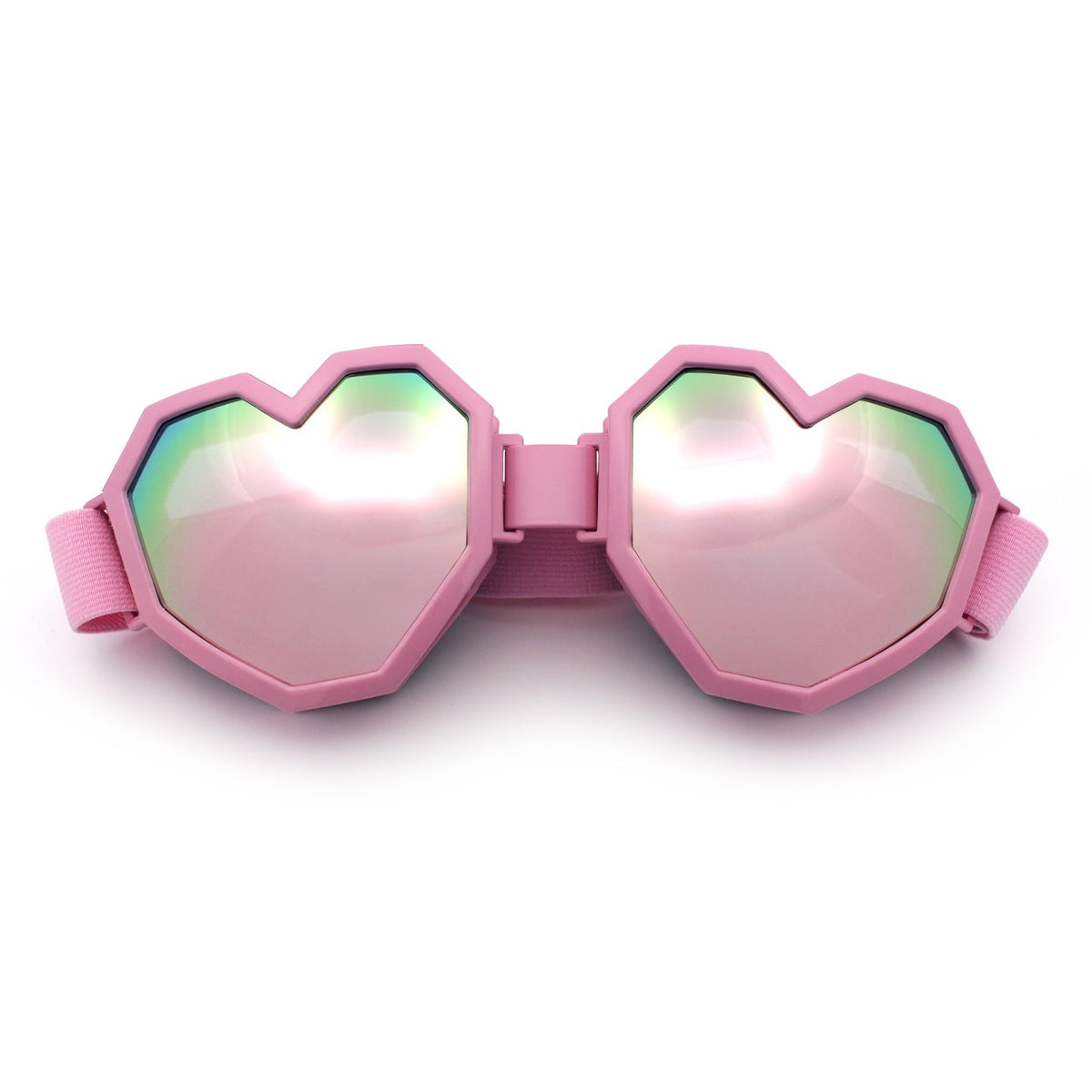 Heart Shaped Goggle Sunglasses with Mirror Lenses - Festival & Cosplay Accessory