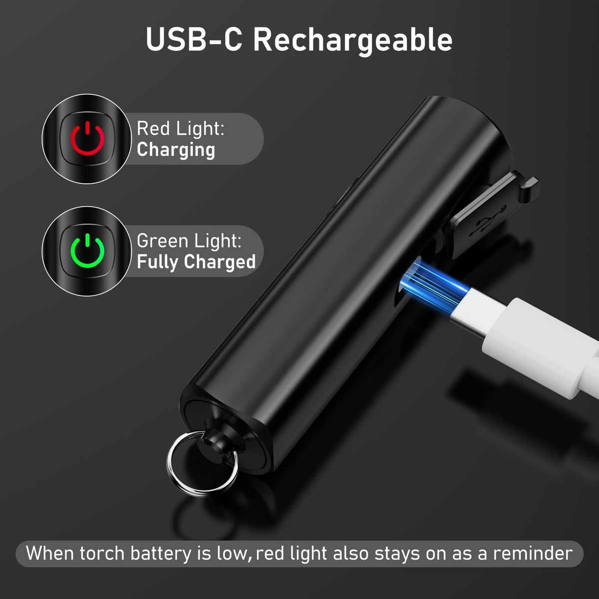 Rechargeable Mini Keychain Flashlight - Portable LED Torch, 360 Lumens