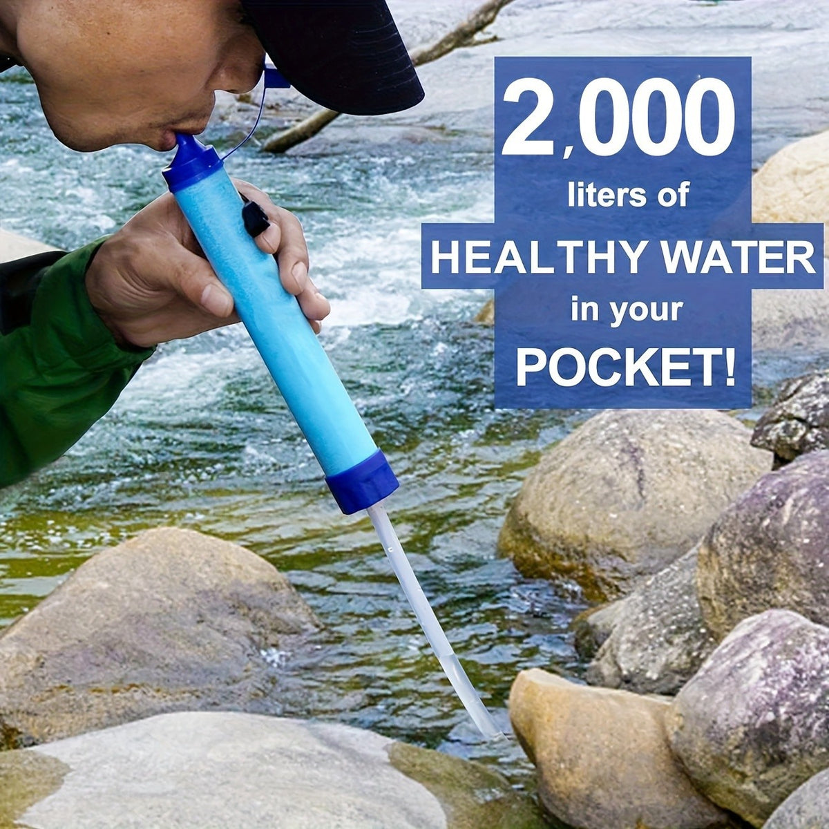 Portable Water Filter Straw for Camping Hiking Survival Purification